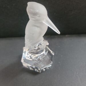 Nachtmann Goebel KINGFISHER BIRD frosted clear Glass Figurine Signed 24% Lead